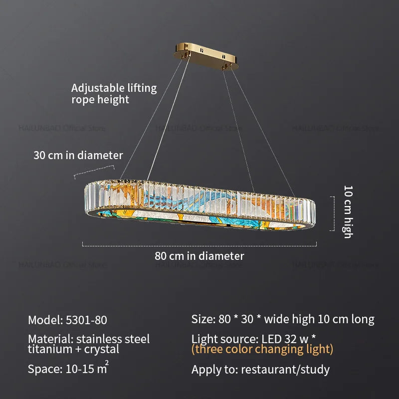 DecorBites™ Crystal Chandelier Ring Light Modern Elegant Dining Living Room Lighting