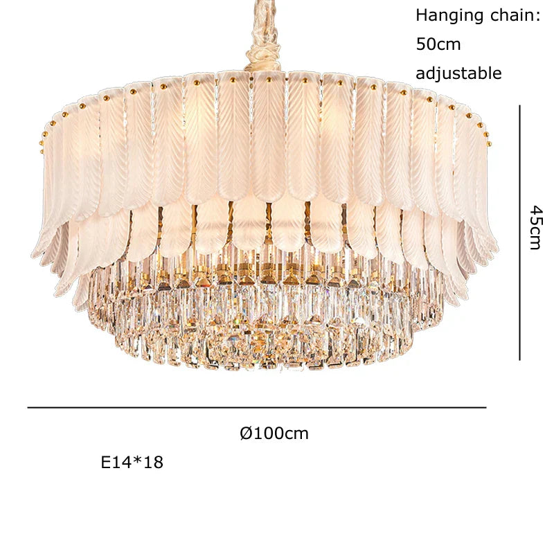 DecorBites™ Golden Crystal Chandelier: Postmodern Luxury Round Chandelier for Living Room