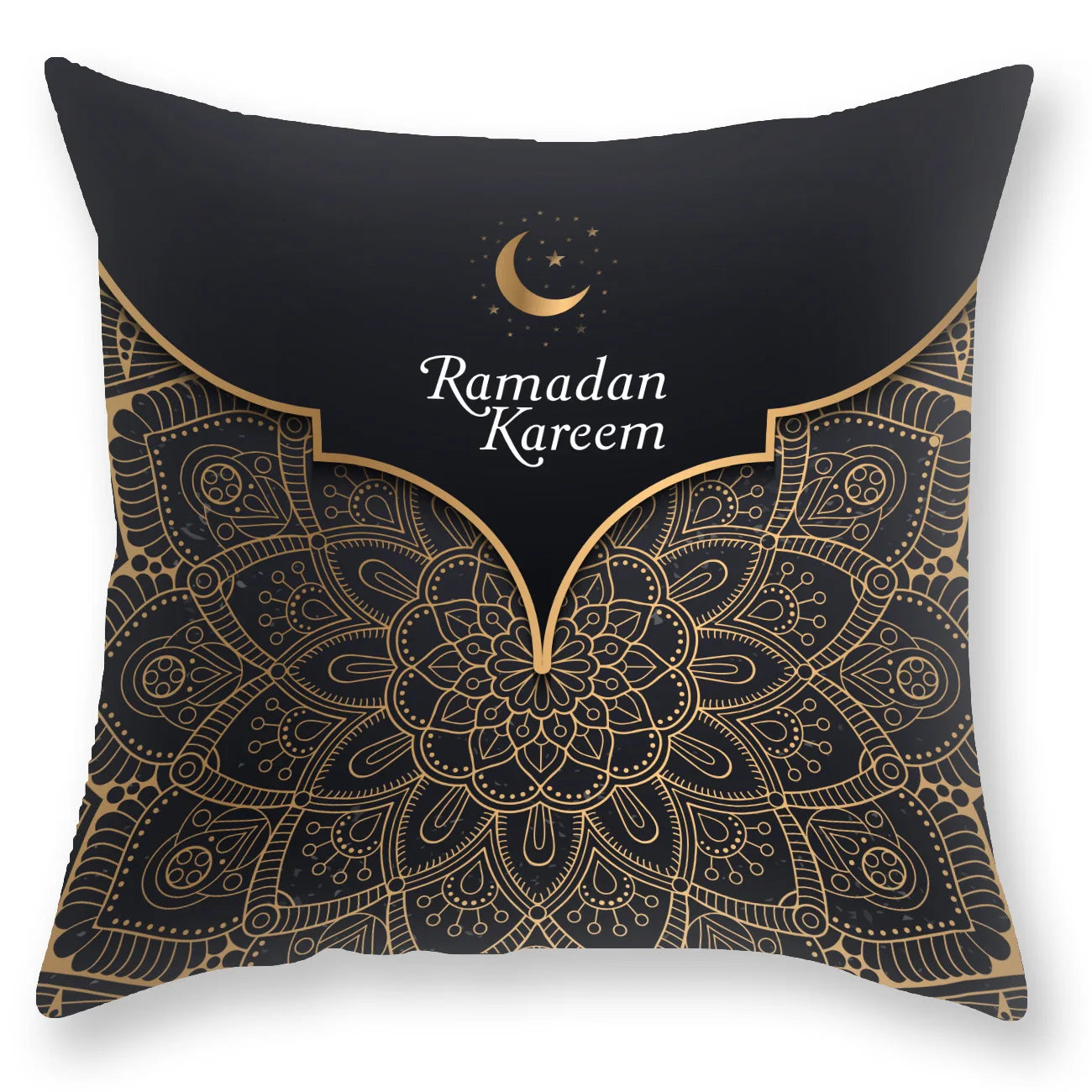غطاء وسادة DecorBites™ الفاخر المطبوع عليه ماندالا باللون الأسود الذهبي §