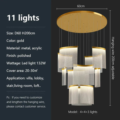 DecorBites™ Acrylic LED Chandelier: Modern Light Luxury Dimmable Pendant for Living Room-Elegant Lighting Fixtures