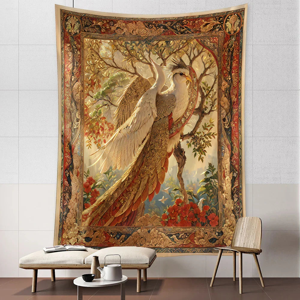 Decobites Flower Bird Life Tree Tapestry Wall Hanging Art Psychedelic Bohemian Decor