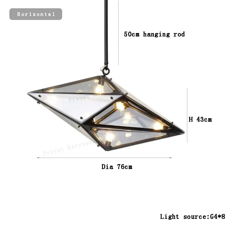 DecorBites™ Angular Diamond Glass Chandelier Ceiling Light for Home Decor