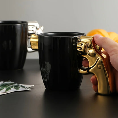 1pc 350ml Premium Ceramic Coffee Mug Revolver Handle Breakfast Milk Water Cup Creative Coffee Cup Birthday Drinkware Gifts