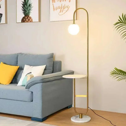 DecorBites™ Glass Side Table LED Floor Lamp for Nordic Living Room Art Decor