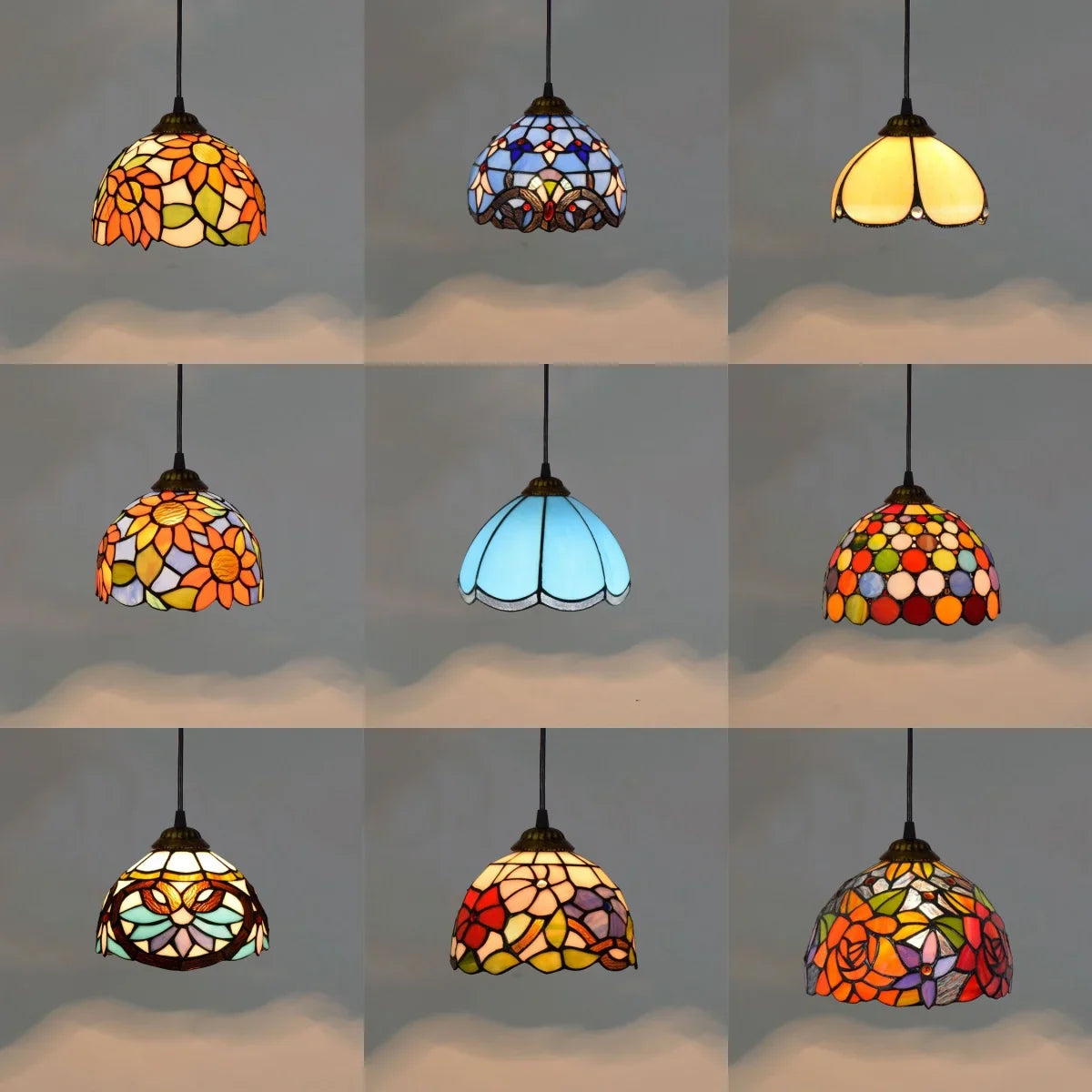 European Stained Glass Pendant Light, 20cm