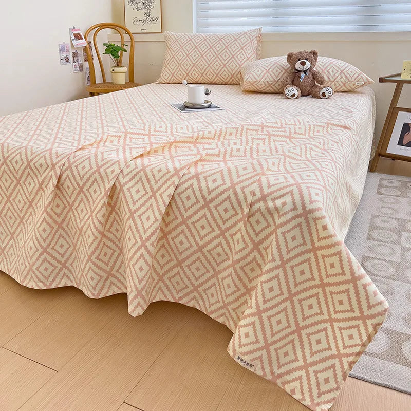 DecorBites™ Diamond Pattern Bed Sheet Set: High Quality Polyester, Breathable Cool Mat for Summer