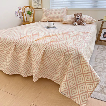 DecorBites™ Diamond Pattern Bed Sheet Set: High Quality Polyester, Breathable Cool Mat for Summer