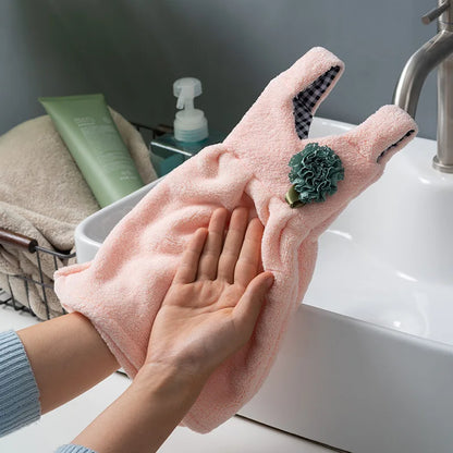 DecorBites™ Kids' Cute Dress Hand Towel: Thick Coral Velvet, Soft Touch, Home & Kitchen Cleaning