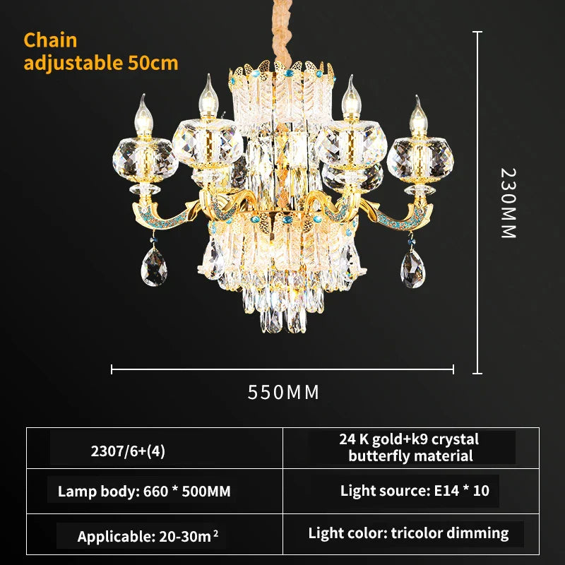 DecorBites™ Crystal Living Room Chandelier: Elegant Lighting for Home, Hotel, Club