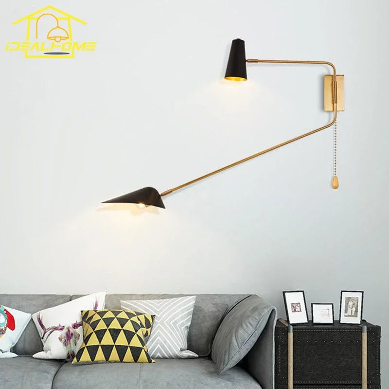 DecorBites™ Adjustable Double Head LED Wall Lamp with Pull Switch