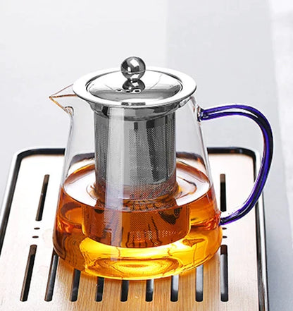 DecorBites™ Glass Teapot 550ml Infuser Strainer Puer Tea Pot Gaiwan Kettle Pu Erh Set