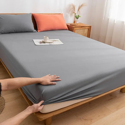 DecorBites™ Cotton Fitted Sheet with Elastic Bands for Single Double King Queen Bed