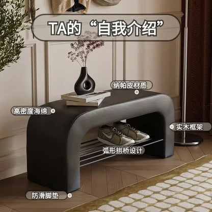 DecorBites™ Leather Shoes Changing Stool: Stylish and Functional Seating for Living Room, Bedroom.