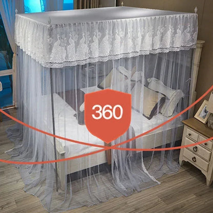 Decobites Lace Palace Mosquito Net Tent for Queen/Double Bed with Stainless Steel Frame