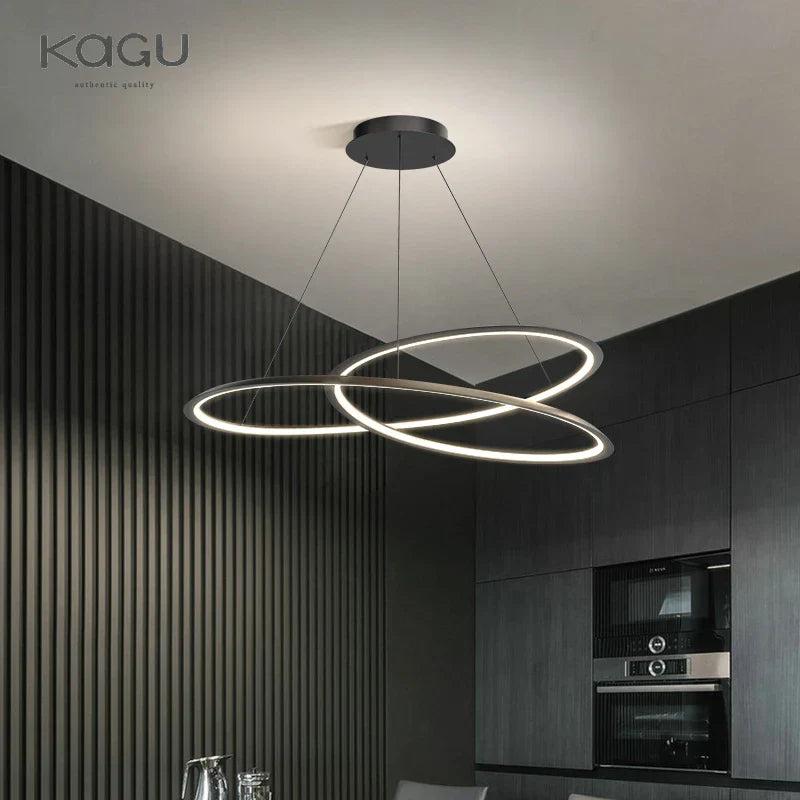 DecorBites™ Circular Black/White Chandelier for Living, Dining, and Kitchen Room