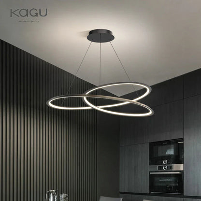 DecorBites™ Circular Black/White Chandelier for Living, Dining, and Kitchen Room