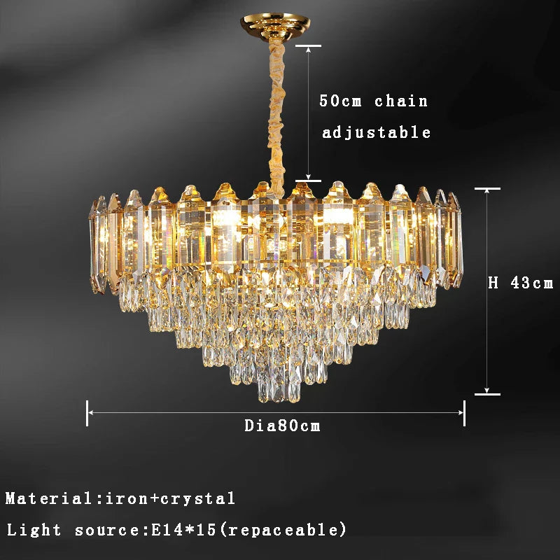 Decorbites™ Lámpara de Araña de Cristal Ámbar Dorado Luces Decoración Moderna para Habitación Lámpara Colgante