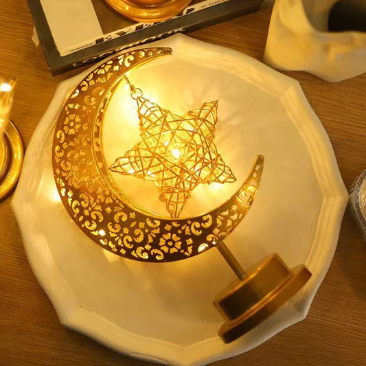 DecorBites™ LED Ramadan Moon Star Night Light Table Lamp for Eid Decoration