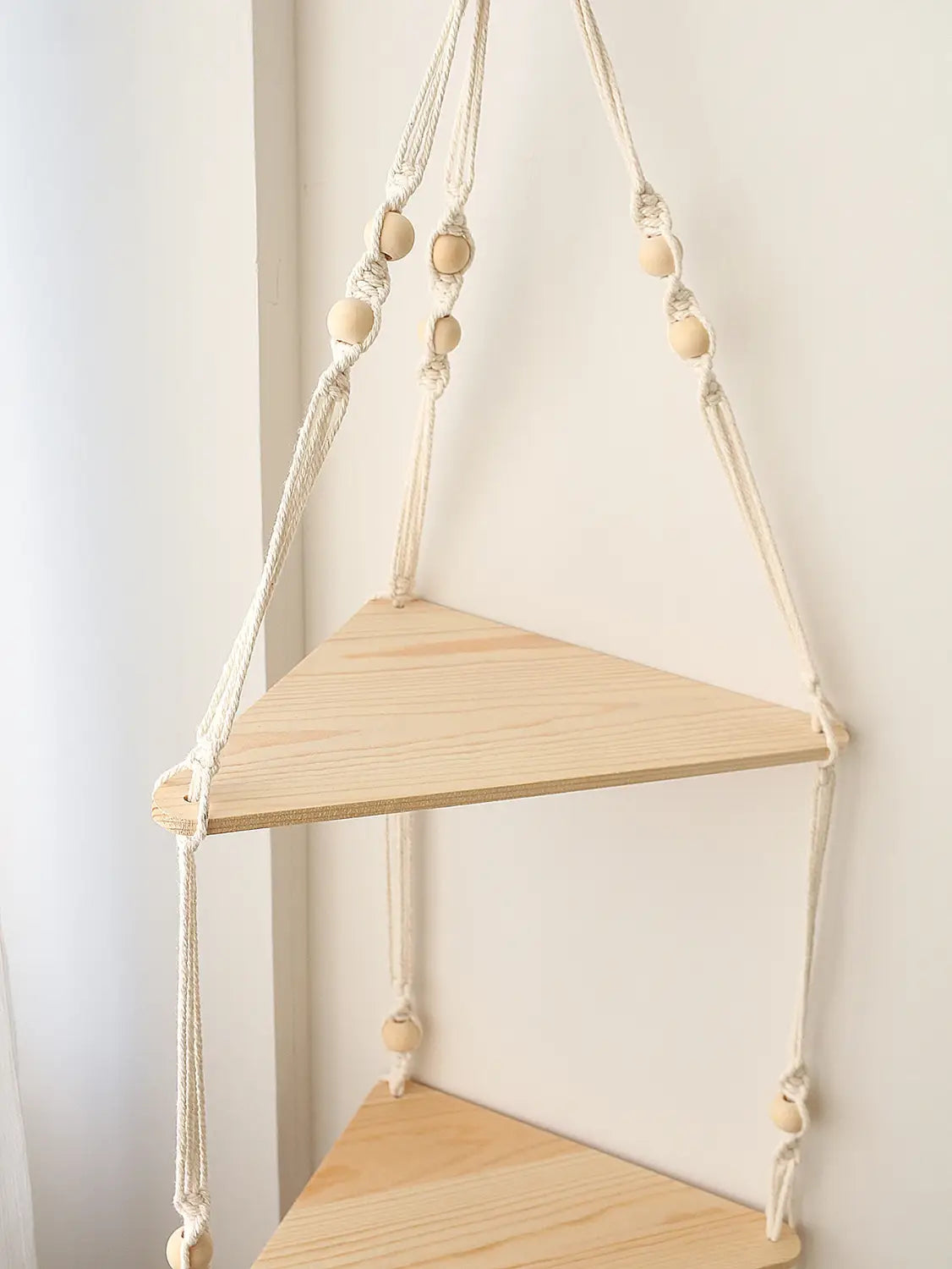 DecorBites™ Wooden Corner Shelf with Macrame - Boho Wall Decor