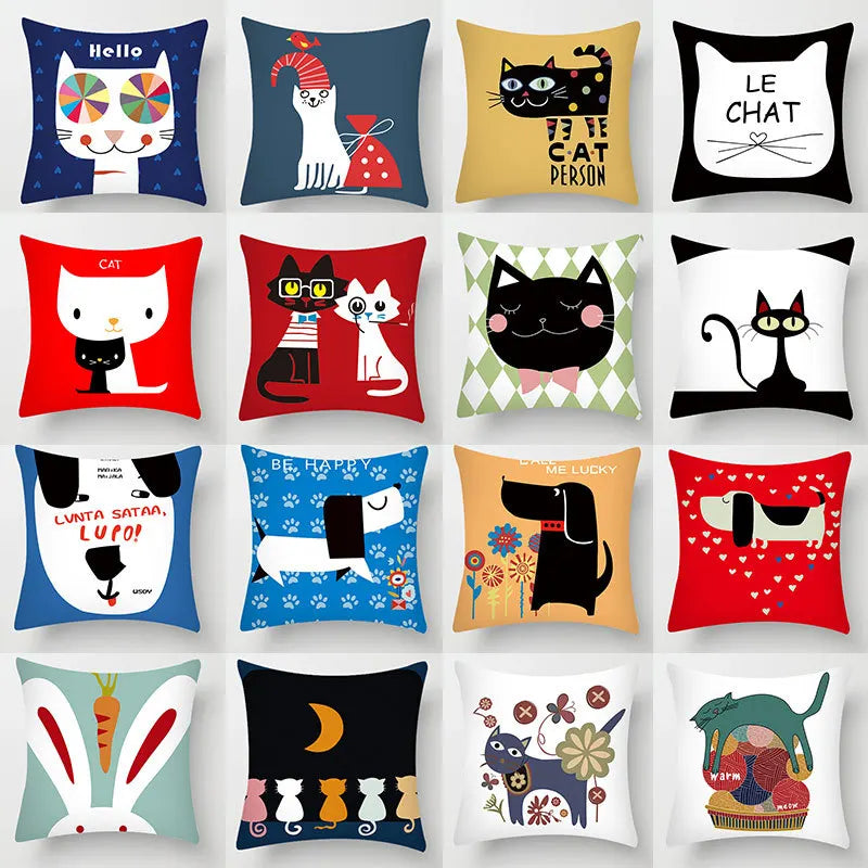 Cat Pattern Pillow Cover