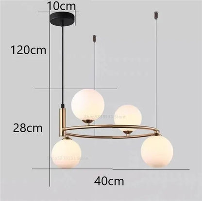 DecorBites™ Glass Ball Pendant Light Chandelier, Height Adjustable Metal G9 Bulb Lamp