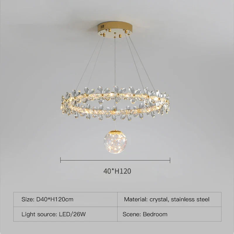Gold Crystal Spiral Chandelier Type-A D80cm