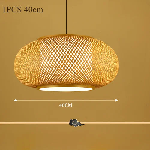 Japanese Bamboo Woven Lantern Pendant Light