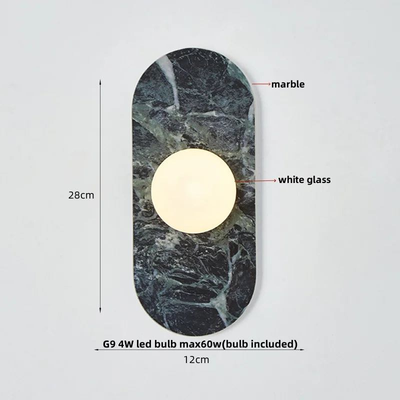 Lámpara de pared LED con globo de cristal DecorBites™: Iluminación moderna nórdica para espejo de baño con diseño de piedra.