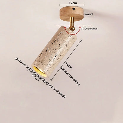 DecorBites™ LED Travertine Wood Ceiling Light Fixture - Modern Nordic Restaurant Balcony Lamp