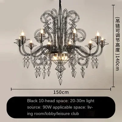 DecorBites™ Baroque Black Candle Chandelier Pendant Lamp for Bedroom, Living Room & Restaurant