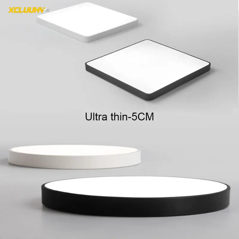 DecorBites™ LED Ceiling Lights for Living Room Bedroom - Ultra-thin 5cm Iron Square Round Black/White