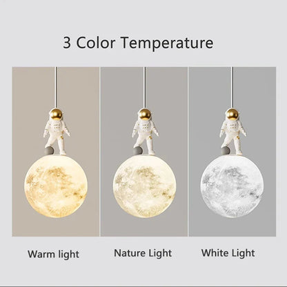 DecorBites™ Astronaut Pendant Lamp: Round Moon Hanging Light for Children's Bedroom