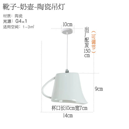 DecorBites™ Ceramic LED Pendant Lights Tea Cup Teapot Hanging Lamp for Kitchen Dining Room