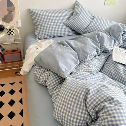 DecorBites™ Japanese Style Cotton Printed 4Pcs Bedding Set with Double-Sided Design