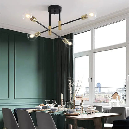 DecorBites™ Industrial Chandelier: Modern Wrought Iron LED Ceiling Lamp for Home Decor