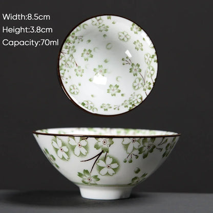 كوب شاي الكونغ فو من سيراميك ديكوربايتس™ باللونين الأزرق والأبيض - أكواب ساكي بورسلين على الطريقة اليابانية