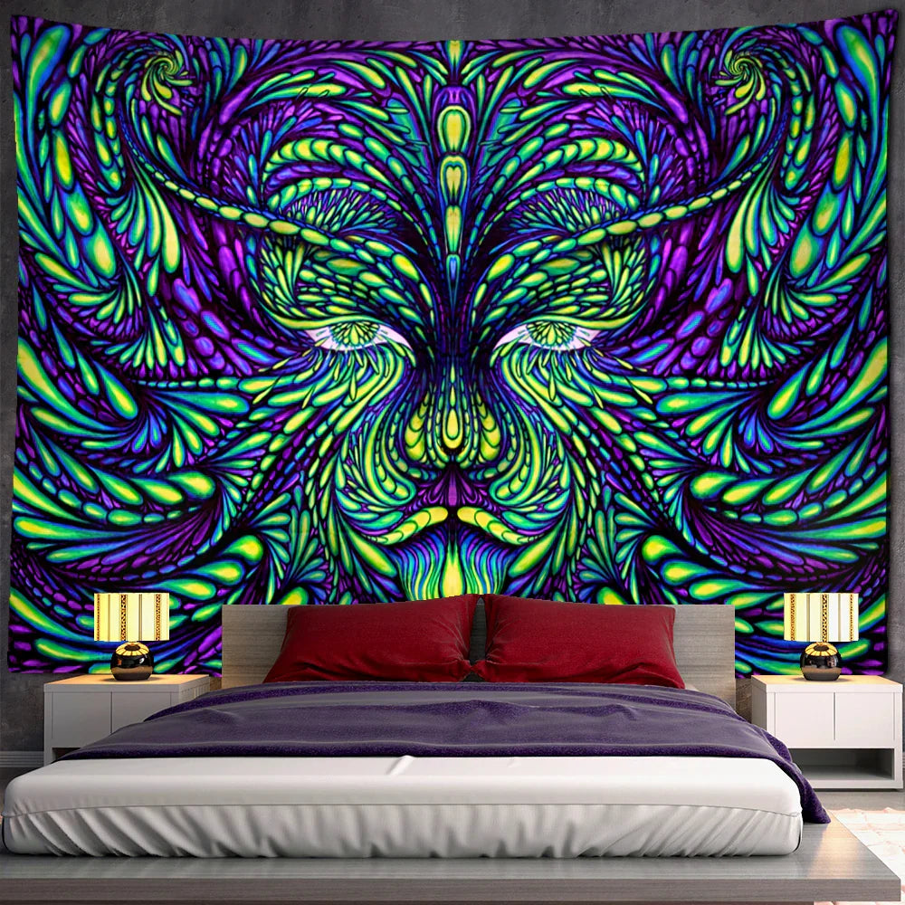 Decobites Maple Leaf Psychedelic Tapestry Wall Hanging: Colorful Boho Decor