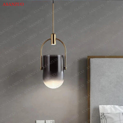 DecorBites™ Gradient Glass Pendant Light: Modern Nordic Hanging Fixture for Bedside Living Dining Decor