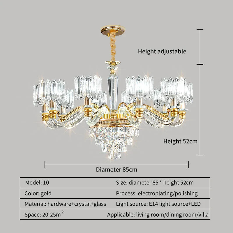 DecorBites™ Crystal Chandelier: Elegant European Garden Lamp for Living Room, Bedroom