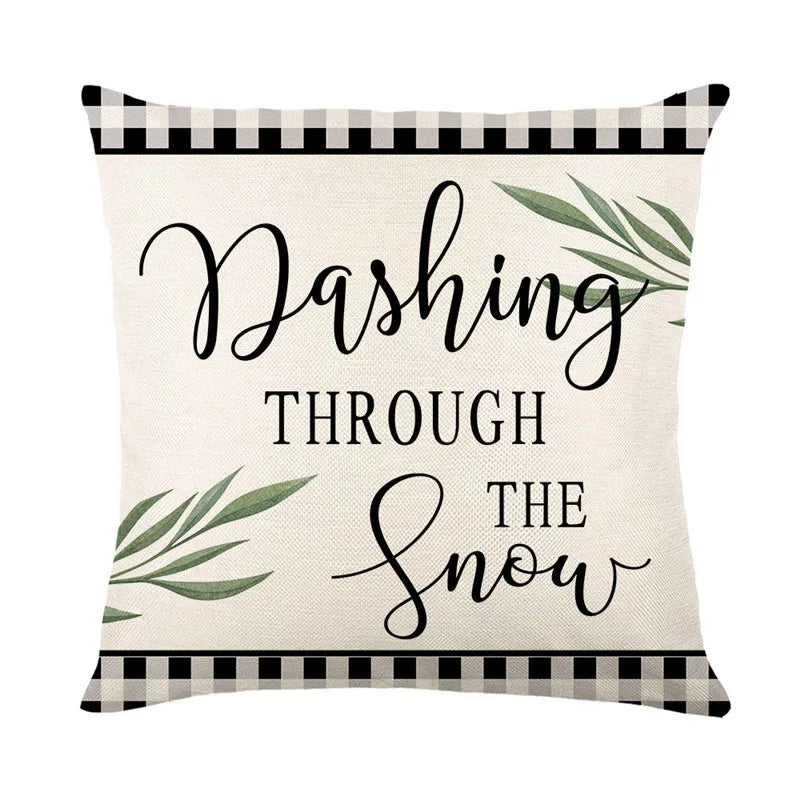 DecorBites™ Christmas Snow Elk Pillow Cover for Festive Home Decor