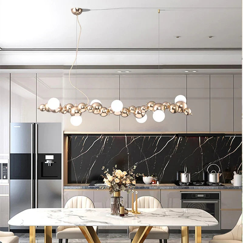 Lámpara de araña LED tipo oruga DecorBites™: Elegante lámpara colgante larga para sala de estar, restaurante u hotel.