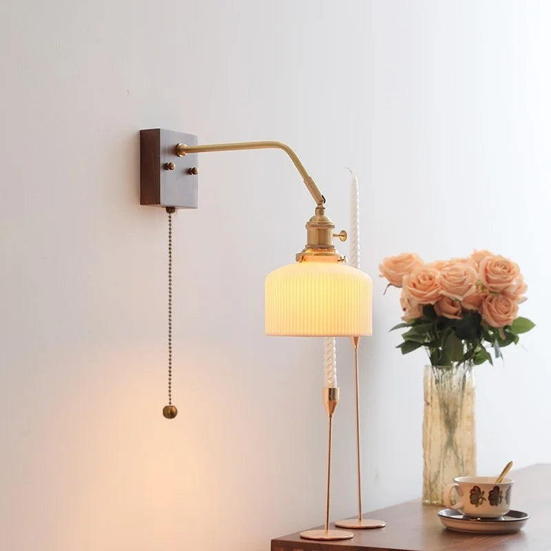 DecorBites™ Ceramic Copper LED Wall Lamps Pull Chain Switch Modern Stair Light Fixtures