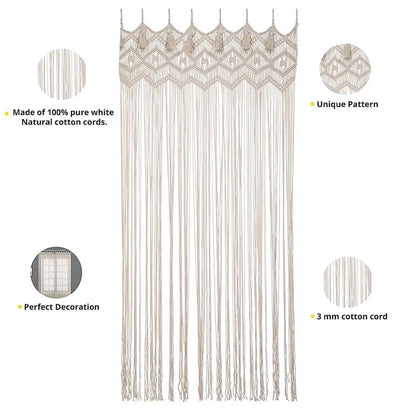 Cotton Macrame Door Curtain Tapestry by Decobites - Boho Wedding Backdrop & Wall Decor