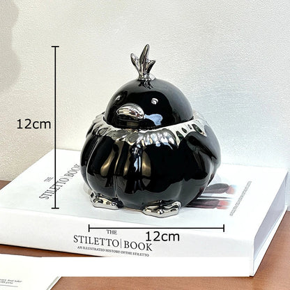 منفضة سجائر سيراميك على شكل بطّة ثوم من ديكوربايتس™ مع غطاء - ديكور مكتب فريد وإكسسوار للتدخين