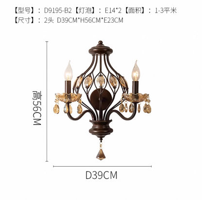 Lámpara de pared DecorBites™ Crystal Candle LED E14 de hierro forjado para sala de estar, dormitorio o bar