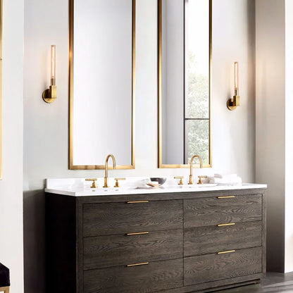 DecorBites™ Gold Metal and Glass Wall Sconce Light for Bathroom, Bedroom, Aisle, and Foyer