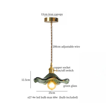 DecorBites™ Brass Glass Lotus Leaf LED Pendant Lamp: Nordic Minimalism for Living, Dining, Bedroom