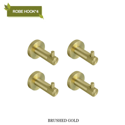 DecorBites™ Bathroom Accessories Set: Rose Gold Chrome Hook, Brushed Gold Towel Rack, Stainless Steel Toilet Paper Holder