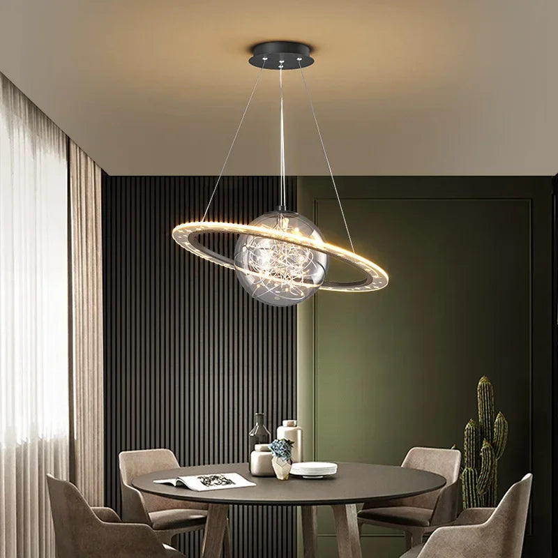 DecorBites™ Golden Acrylic LED Chandelier for Luxury Interior Lighting