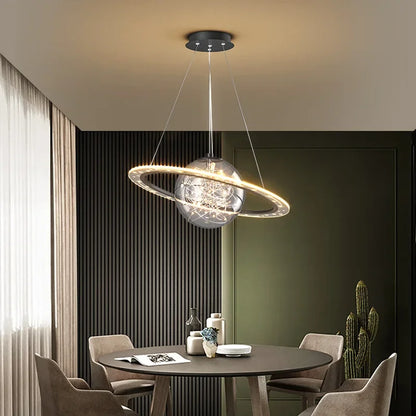 DecorBites™ Golden Acrylic LED Chandelier for Luxury Interior Lighting